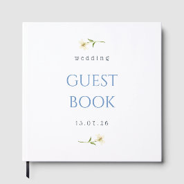 Minimalistisch Blauw Bloemstuk Trouwgastenboek Gastenboek