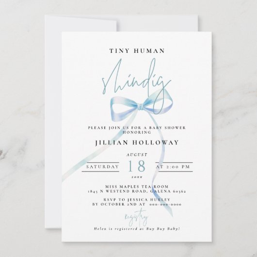 Minimalistisch blauw boog klein menselijk Shindig  Kaart (Voorkant)