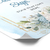 Minimalistisch Blauw Botanisch Gouden Trouwbord DI Poster (Hoek)