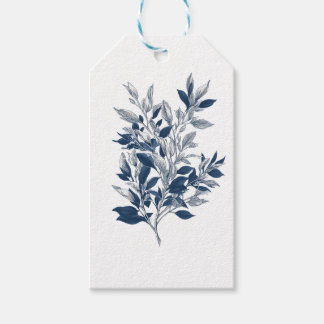 Minimalistisch blauw botanisch Natuur ontwerp Cadeaulabel