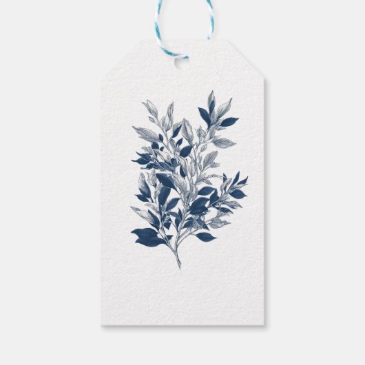 Minimalistisch blauw botanisch Natuur ontwerp Cadeaulabel (Achterkant)