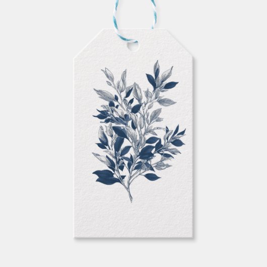 Minimalistisch blauw botanisch Natuur ontwerp Cadeaulabel (Voorkant)
