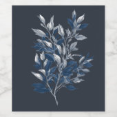 Minimalistisch blauw botanisch Natuur ontwerp Wijn Etiket (Enkel label)