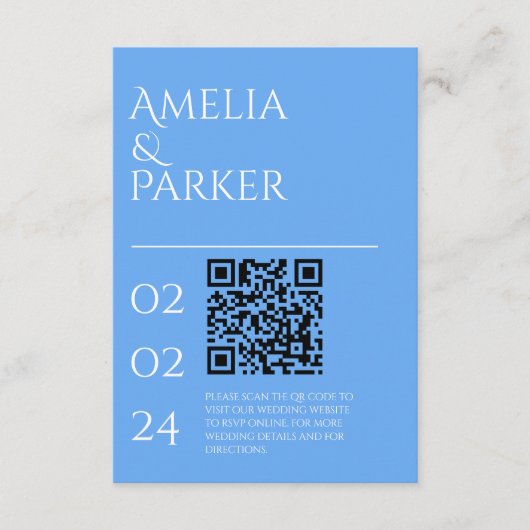 Minimalistisch blauw bruiloft behuizing Kaart (Voorkant)