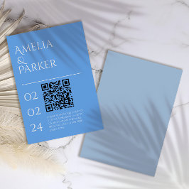 Minimalistisch blauw bruiloft behuizing Kaart