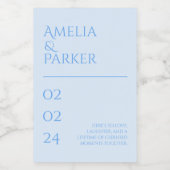 Minimalistisch blauw bruiloft kaars label voedselcontainer etiket (Enkel label)