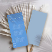 Minimalistisch blauw bruiloft menu
