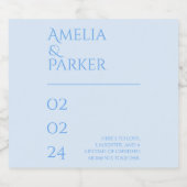 Minimalistisch Blauw Bruiloft Mousserende Wijn Lab Sparkling Wijnetiket (Enkel label)