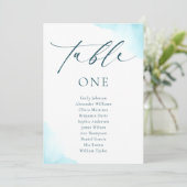 Minimalistisch Blauw Bruiloft Zitkaart Tafelnummer (Staand voorkant)