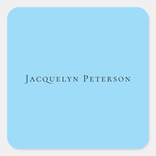 Minimalistisch Blauw Eenvoudig Elegant Modern Vierkante Sticker (Voorkant)