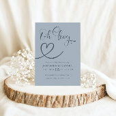 Minimalistisch blauw Elegant Hart Oh Boy Baby show Kaart