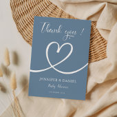 Minimalistisch blauw Elegant Modern Baby shower Bedankkaart