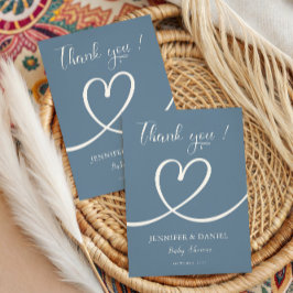 Minimalistisch blauw Elegant Modern Baby shower Bedankkaart