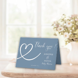 Minimalistisch blauw Elegant Modern Baby shower Bedankkaart