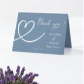 Minimalistisch blauw Elegant Modern Baby shower Bedankkaart