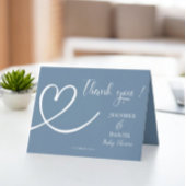 Minimalistisch blauw Elegant Modern Baby shower Bedankkaart