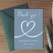 Minimalistisch blauw Elegant Modern Baby shower Bedankkaart