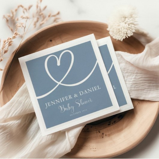 Minimalistisch blauw Elegant OH Baby shower Servet