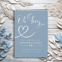 Minimalistisch blauw Elegant Oh Boy Baby shower