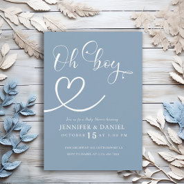 Minimalistisch blauw Elegant Oh Boy Baby shower Kaart