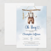 Minimalistisch blauw en bruin jongenskleding Baby  Kaart (Voorkant / Achterkant)