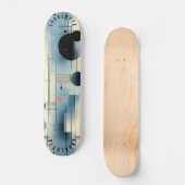 Minimalistisch blauw en geel Abstract geometrisch Persoonlijk Skateboard (Voorkant)