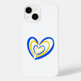 Minimalistisch blauw en geel hart geïnspireerd doo Case-Mate iPhone 14 hoesje