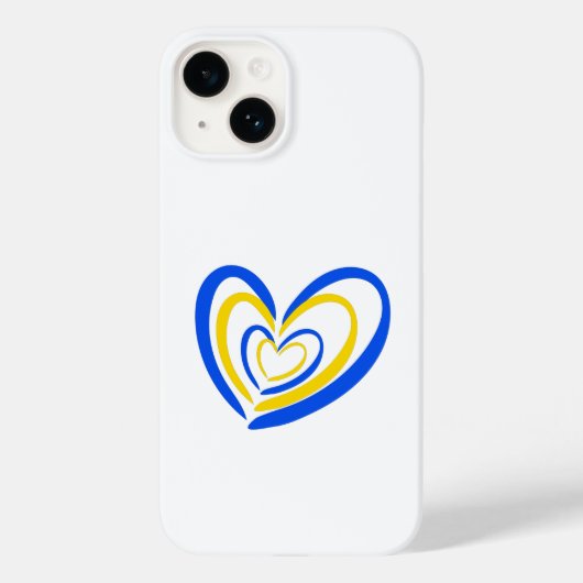 Minimalistisch blauw en geel hart geïnspireerd doo Case-Mate iPhone case (Achterkant)