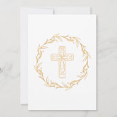 Minimalistisch Blauw en Goud Kruis Doop Kaart (Achterkant)