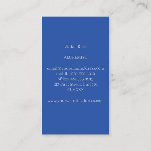 Minimalistisch blauw en grijs visitekaartje (Achterkant)