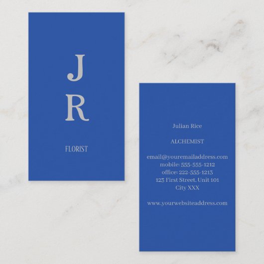 Minimalistisch blauw en grijs visitekaartje (Voorkant / Achterkant)