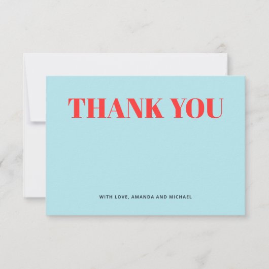 Minimalistisch blauw en rood bedankkaart (Voorkant)