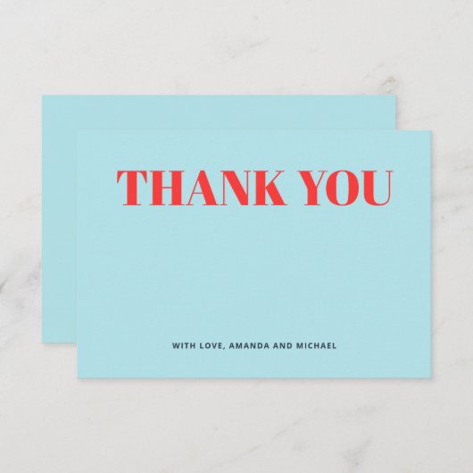 Minimalistisch blauw en rood bedankkaart (Voorkant / Achterkant)