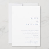 Minimalistisch blauw en wit bloemenpatroon bruilof kaart (Voorkant)