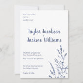 Minimalistisch blauw en wit bruiloft kaart (Voorkant)