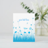 Minimalistisch blauw en wit klaprozen weide script briefkaart (Staand voorkant)