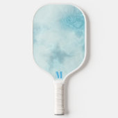 Minimalistisch blauw en wit modern monogram pickleball paddle (Voorkant)