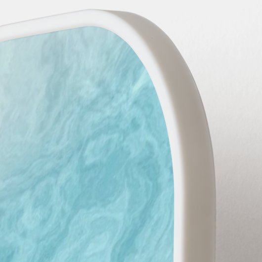 Minimalistisch blauw en wit modern monogram pickleball paddle (Links Detail)