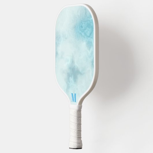 Minimalistisch blauw en wit modern monogram pickleball paddle (Links)