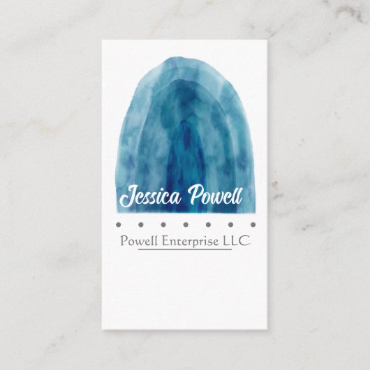 minimalistisch blauw- en wit-waterverf ontwerp visitekaartje (Voorkant)