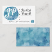 minimalistisch blauw- en wit-waterverf ontwerp visitekaartje (Voorkant / Achterkant)