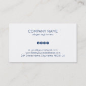 Minimalistisch blauw en witte achtergrond visitekaartje (Achterkant)