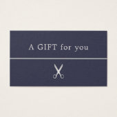 Minimalistisch blauw Faux Silver Line Scissor Gift Visitekaartje (Voorkant)