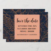 minimalistisch blauw Floral Sla de datum op Save The Date (Voorkant / Achterkant)