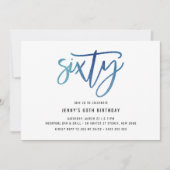 Minimalistisch blauw Folie 60e verjaardag uitnodig Kaart (Voorkant)