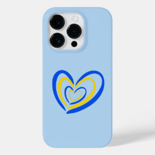 Minimalistisch blauw geel hart Oekraïne Inspiratie Case-Mate iPhone 14 Pro Hoesje