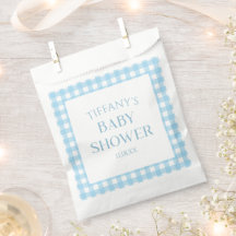 Minimalistisch blauw geruite Baby shower