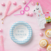 Minimalistisch blauw geruite Baby shower Papieren Kommen (Feest)