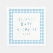Minimalistisch blauw geruite Baby shower Servet (Voorkant)