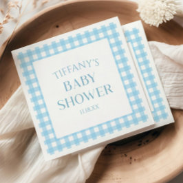 Minimalistisch blauw geruite Baby shower Servet
